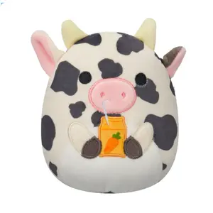 Squishmallows 2025 Easter 8” Colin the Black White Spotted Cow Holding Carrot Juice plush