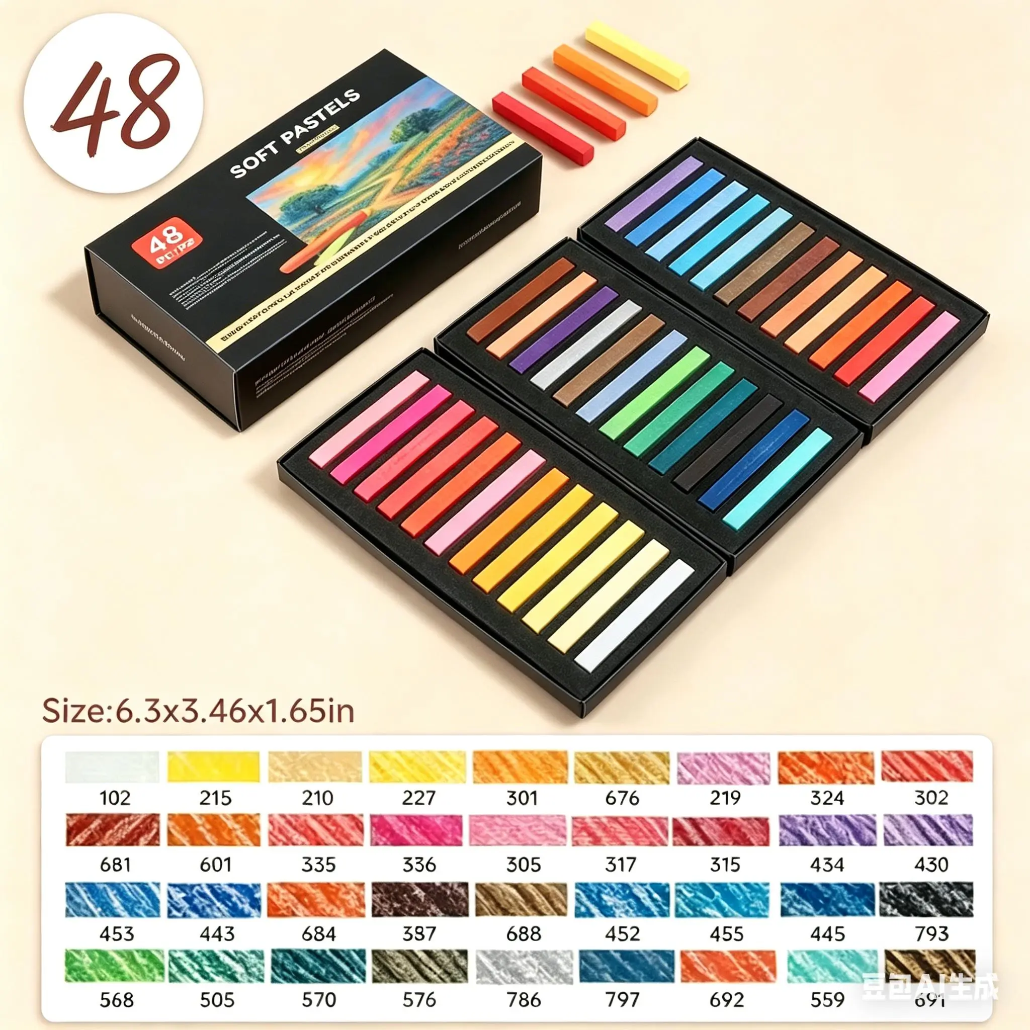 24-36-48-72 Colored Pastel Sticks Set, Soft Chalk Pastels for Artists & Beginners, Vibrant Drawing Pastels for Blending, Layering, Art Classroom Supplies, Back to School Art Kit