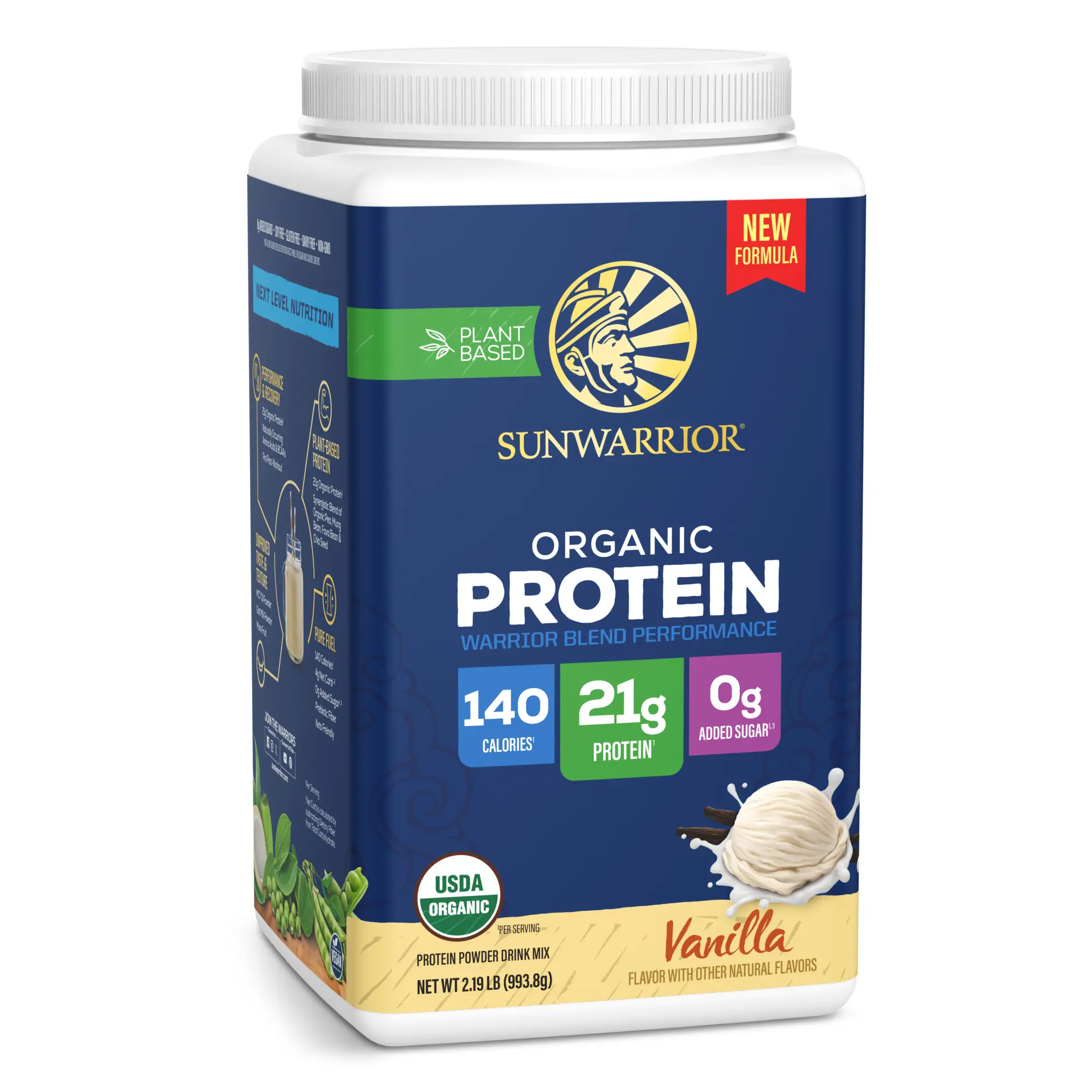 Organic Plant-Based Protein Powder for Performance 21g Protein | BCAAs Pea Fava Mung & Chia Blend | Recovery Energy Keto Friendly Smooth Great Taste with Prebiotic Fiber | Vanilla Flavored 28 Servings