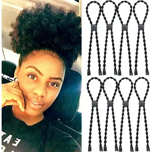 6 count  Hair Ties for Short Kinky Curly Hair, Afro Puff Ponytail Tie Adjustable Length Hairband with No-Slip Design, Headband for Women with Thick, Braided,  Hair