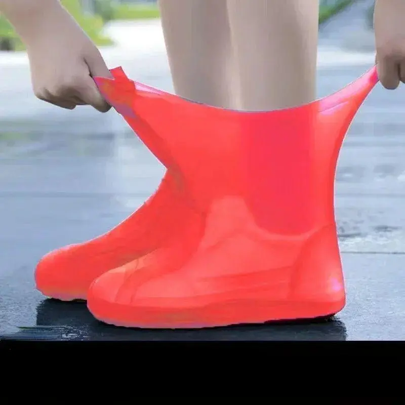 1 Pair Transparent Disposable Silicone Rubber Overshoes, Waterproof, Rainproof, Anti-Slip, Portable Reusable Washable Protector Disposable Shoe Covers for Men-Women, Home Care Supplies Shoe Protector, Reusable Washable Disposable Shoe Covers