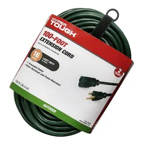 Hyper Tough 100FT Outdoor Extension Cord Single Outlet 125V 10A GREEN ORANGE 16 Gauge 3 Conductors 3-Prong Plug Weather-Resistant