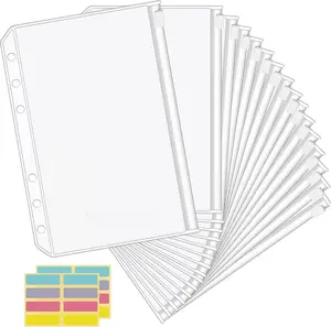 16 count A5 Binder Pocket  Saving Challenge Binder  Envelope, 6 Hole Clear Zipper Pouch Folders A5 Planner Journal Inserts for Budgeting,  PVC Loose Leaf Filing Bags