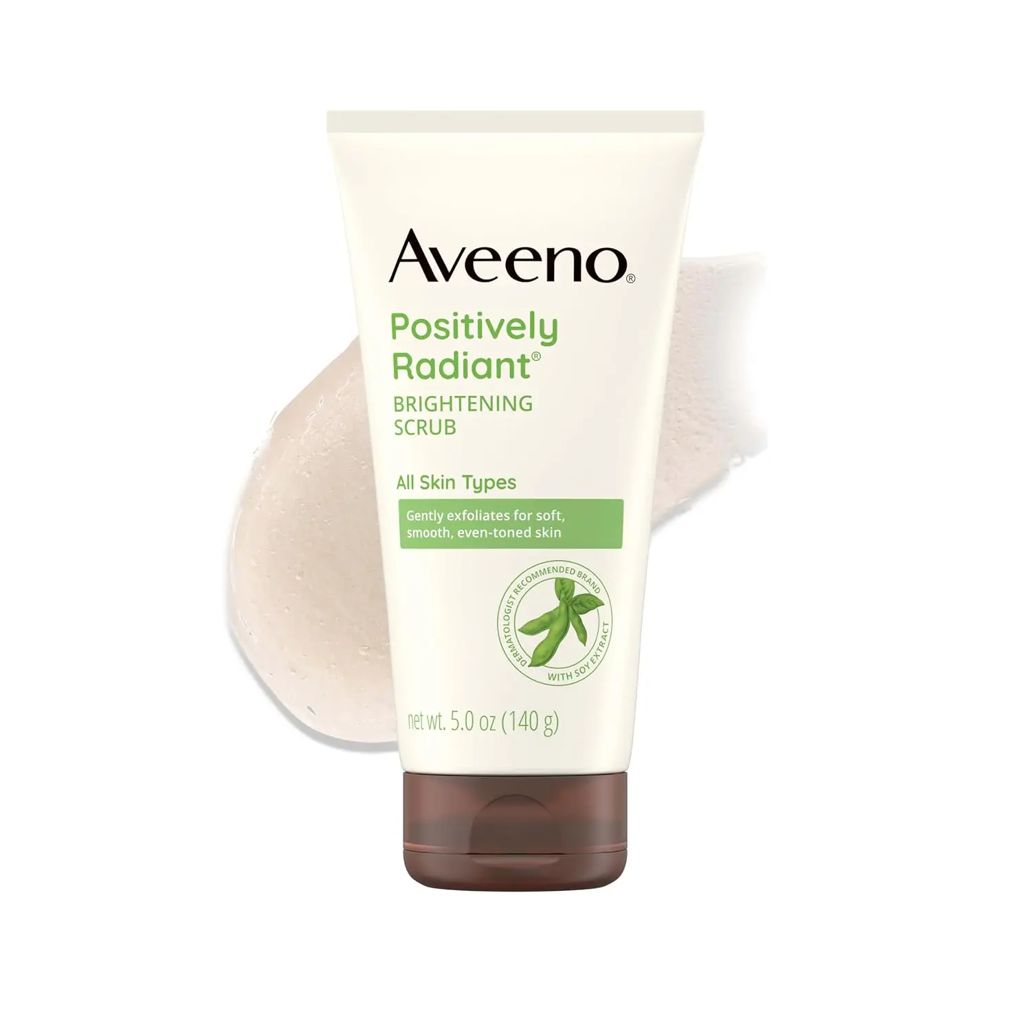 Aveeno Positively Radiant Skin Brightening Daily Face Wash Scrub, 5 oz | Daily Face Scrub, Gentle with Moisture-Rich Soy Extract, Helps Improve Skin Tone & Texture, Oil & Soap-Free, Hypoallergenic