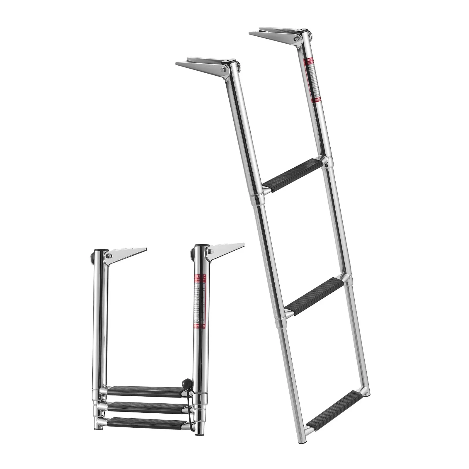 【Summerfinds】VEVOR Boat Ladder,3 StepsStainless Steel Telescoping Folding Swim Deck Ladder for Rear Entry InboardHeavy Duty 600 lbs Capacity with Wide Anti-Slip Stepsfor OutboardsYachtPontoon BoatsPontoon Boat Accessories, Bass Boat Accessories