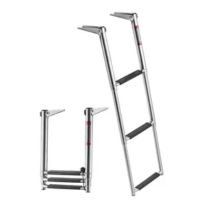 【DealsForYouDays】VEVOR Boat Ladder,3 StepsStainless Steel Telescoping Folding Swim Deck Ladder for Rear Entry InboardHeavy Duty 600 lbs Capacity with Wide Anti-Slip Stepsfor OutboardsYachtPontoon BoatsPontoon Boat Accessories, Bass Boat Accessories