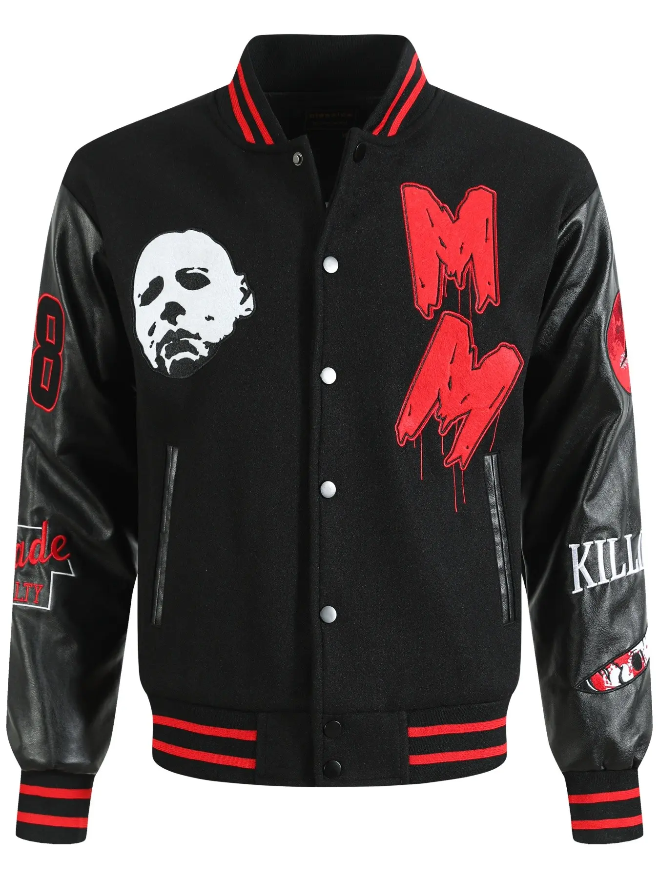 2026 New Men's Black #78 Number Baseball Varsity jacket , Casual Fashion High-End Embroidered Button-Up,pocket sportswear Patchwork Black Long Sleeve street Style hip-hop coat Streetwear Jackets Embroidery Menswear