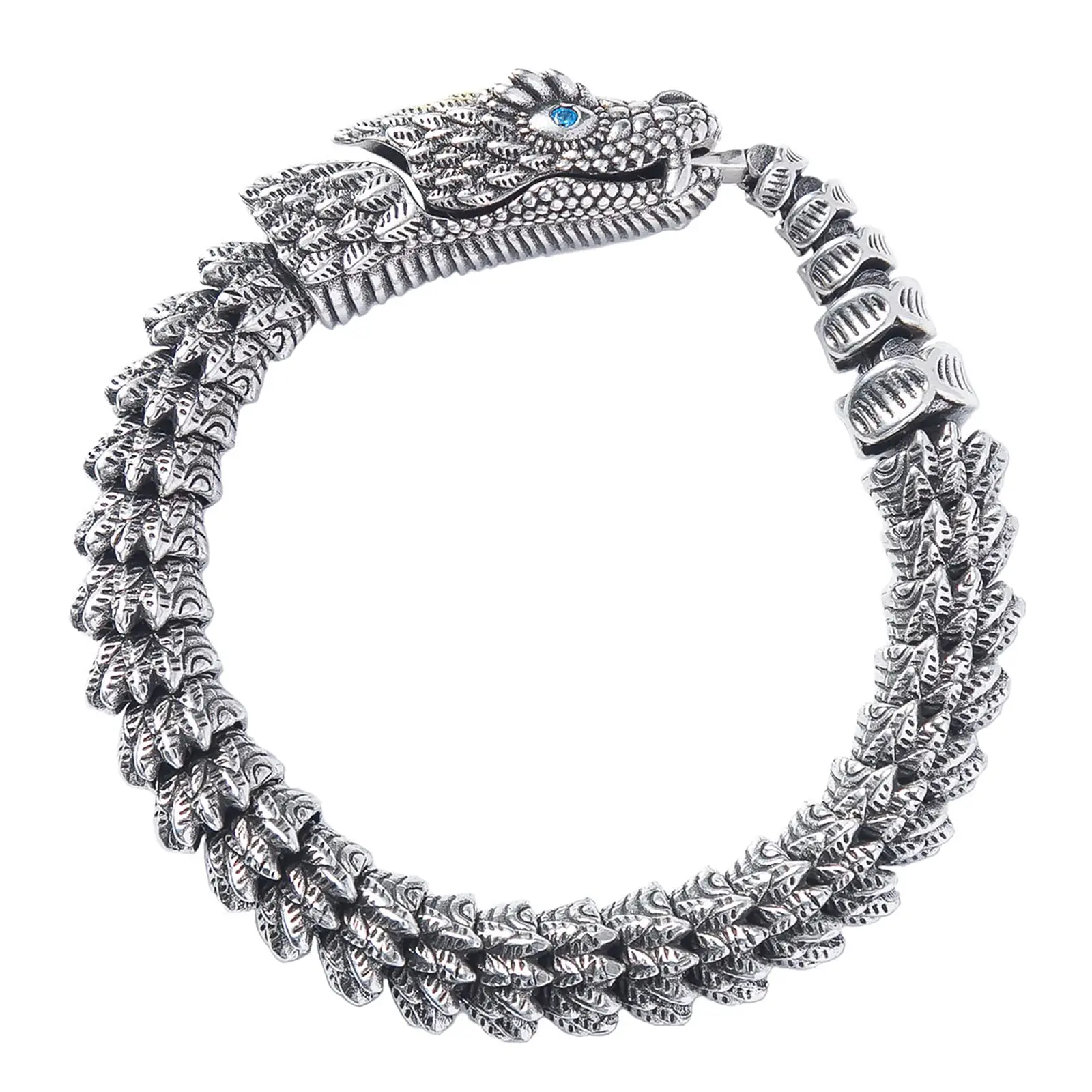 OIDEA Flexible Dragon Scale Snake Bracelet for Men, Articulated Stainless Steel Viking Serpent Cuff in Two Sizes