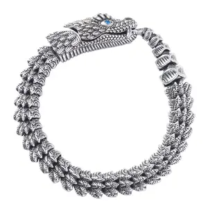 OIDEA Flexible Dragon Scale Snake Bracelet for Men, Articulated Stainless Steel Viking Serpent Cuff in Two Sizes