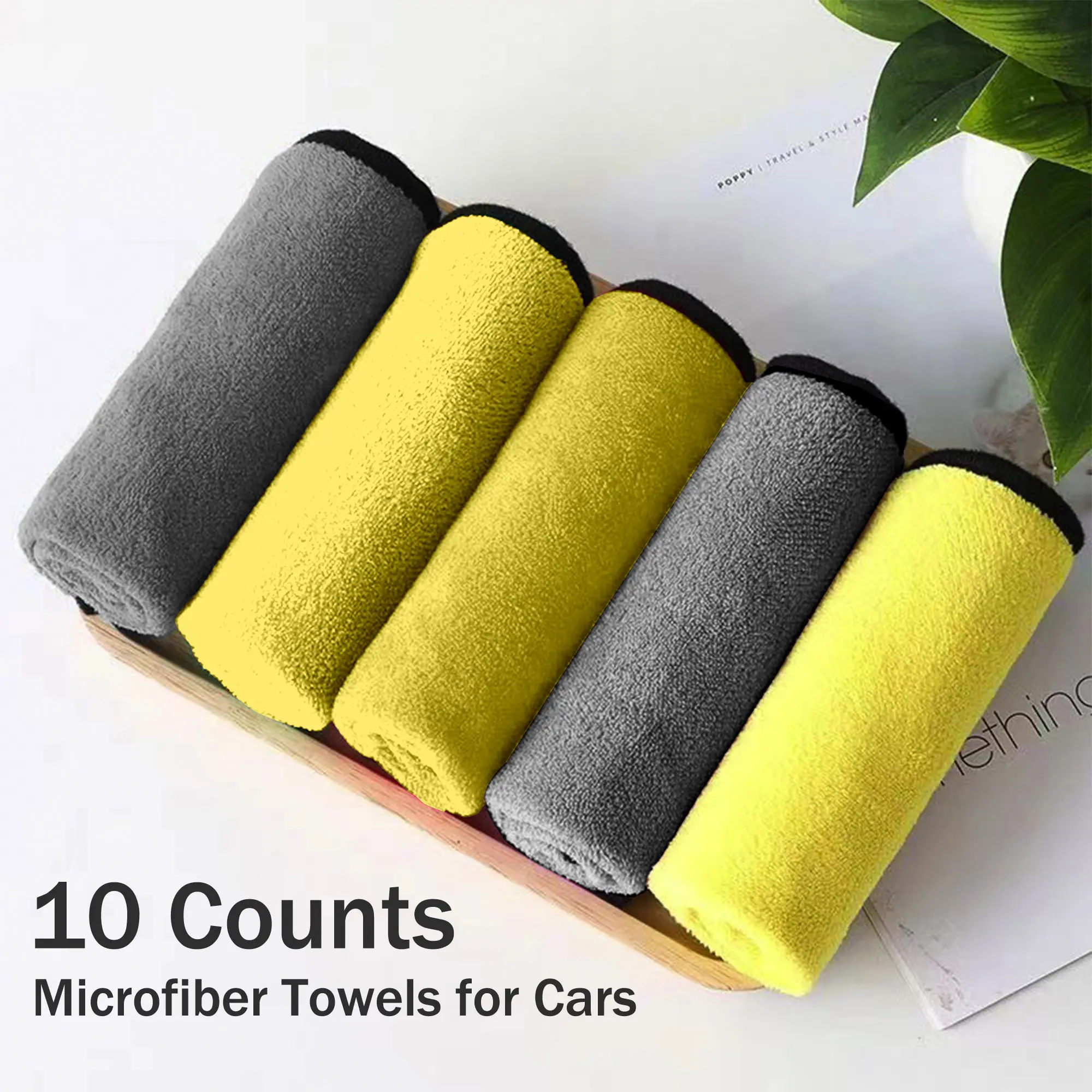 10-Pack Premium Thickened Microfiber Cleaning Cloths Set, Soft, Smooth, No-Scratch, Lint-Free, Moisture-Resistant, Dual-Sided Polyester Car Cleaning Tool with Thick Absorb Power, Surface Cleaner for Car Owners & Home Care Tasks