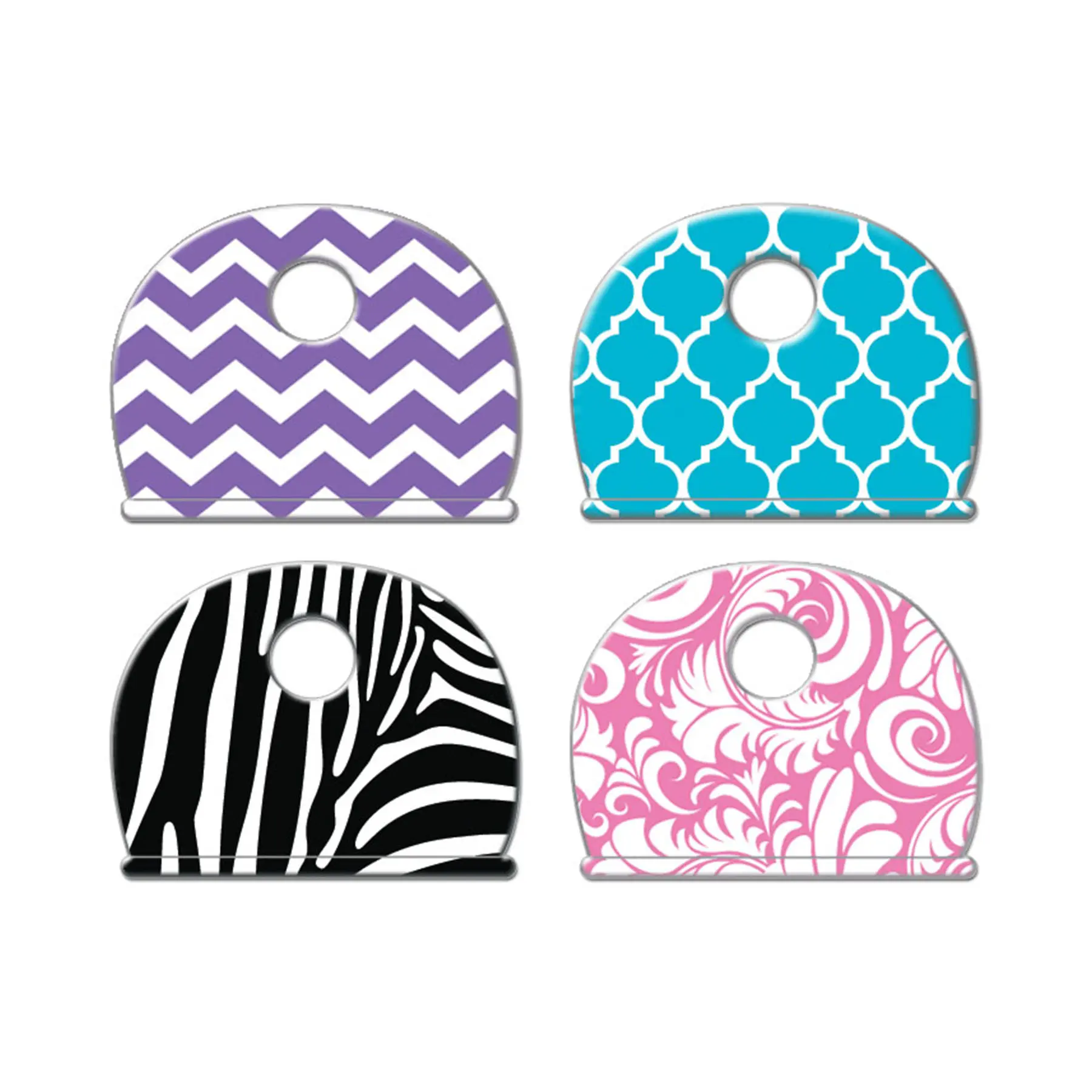 Graphic Print Trendy Lucky Line Vinyl Key Caps Multipack (8-Pack) - Durable, Colorful, Flexible, Standard Fit (1"x3/4"), Grip Handle, Easy Identification, Snap Hook, Fashion Accessory Keychain Component for Most Keys