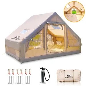 SENLEETO 4-6P Inflatable Camping Tent – 68 sq ft, Quick Setup Air Tent with Pump, Waterproof 4-Season Shelter,summervibes