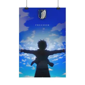 Attack on Titan Eren Yeager Freedom Scene Canvas Wall Art Poster, High Quality Eco-Friendly Shonen Anime Painting, Aluminum Framed or Frameless Decor for Gaming Room