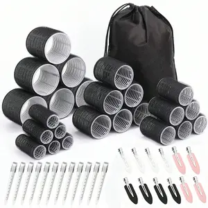 49pcs Hair Roller & Curler Set, Jumbo, Large, Medium & Small Rollers Set for Thick Long Hair, with Stainless Steel Clips & Storage Bag, Hair Styling Tools, Hair Rollers Wave