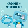 The Woobles Penguin Crochet Kit - Blue Color with White Penguin, Simple Design, Soft Crochet Material Amigurumi