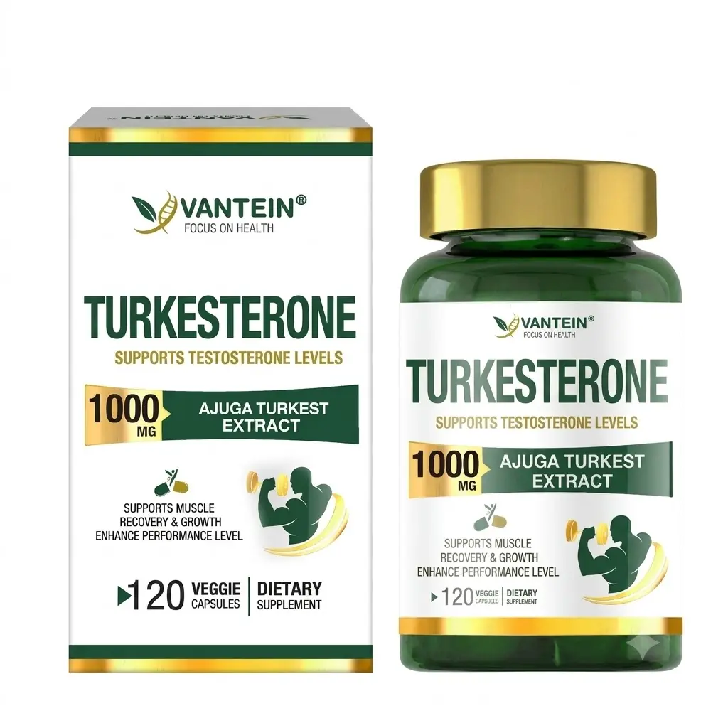 Turkesterone Dietary Supplement - 1000mg GMP Cert. Pure Ajuga Turkestanica Extract, Natural Testosterone Support, Muscle Growth, 120 Veggie Capsules, Pure Extract