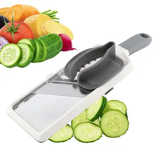 1 Mandolin Slicer, Vegetable Cutting Slicer, Hand-Held Multifunctional Vegetable Slicer with Adjustable Thickness, Food Holder, Suitable for Slicing Fruits and Vegetables, Essential Kitchen Tool