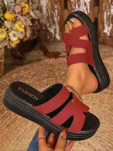 Women's Thick Sole Rubber Wedge Sandals, Comfortable Non-Slip Design, Wide Foot Type, Fashion Style, Summer, Perfect for Daily Wear and Outdoor Activities, High Platform Sandals