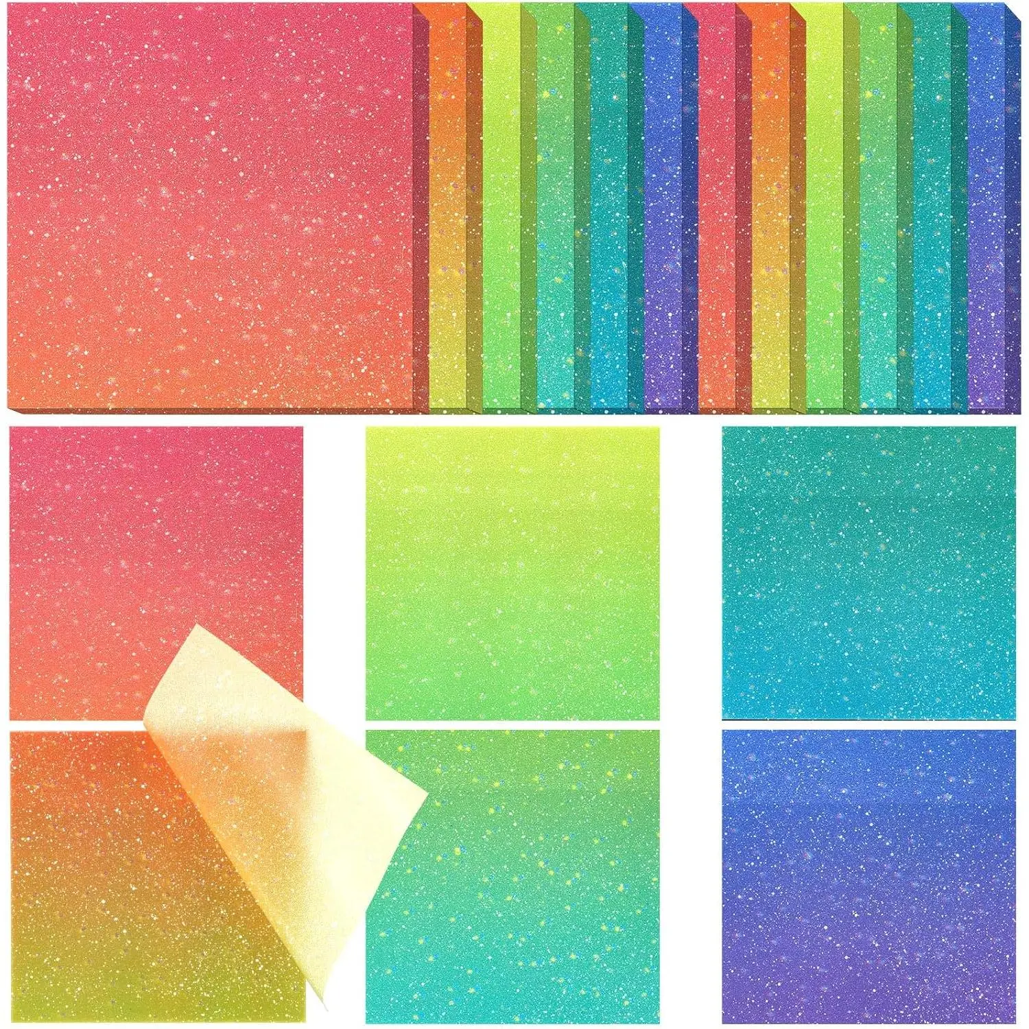 600 Sheets Transparent Sticky Notes 12 Pack Glitter Translucent Clear Sticky Notes Tabs Gradient 6 Color Frosted 2.9'' See Through Memo for Women Aesthetic  Journaling Office Supplies