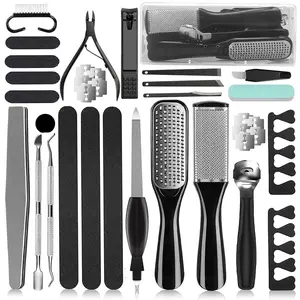 36 in 1 Pedicure Kit, Professional Pedicure Tools Foot Rasp Foot Dead Skin Remover for Home & Salon Care Curved Clippers summerwins