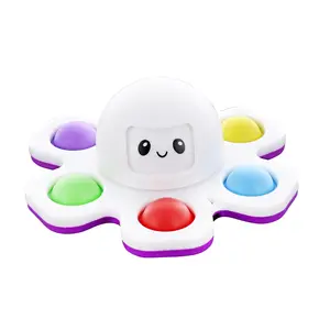 Pop Fidget Toy Spinner Face-Changing White Octopus 6-Button Bubble Popping Game