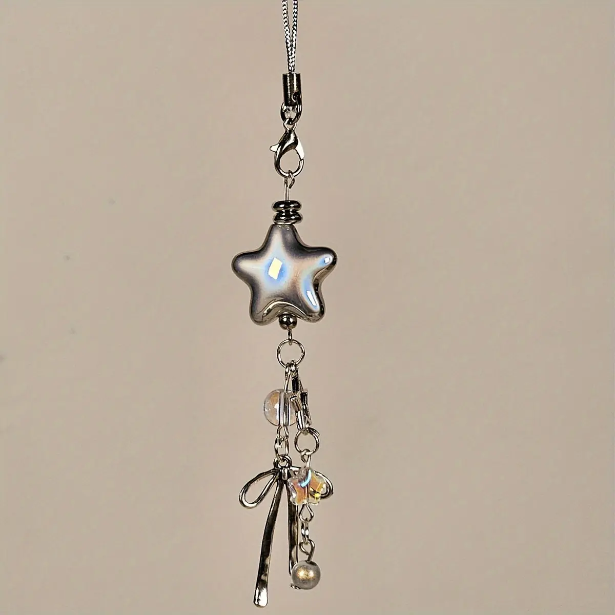 1 silver star mobile phone case chain, star pendant hanging chain, mobile phone hanging chain, wrist strap, personalized pendant, mobile phone pendant, Phone charm, Phone Accessory