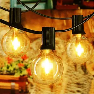 1 Box Outdoor String Lights, Vintage Lights, 100 Feet Waterproof Connectible Hanging Lights, Includes 50 Edison Bulbs + 2 LED Backup Plugs, Garden Patio Decor