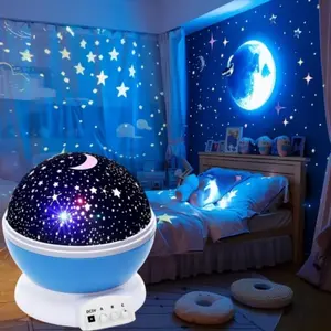 Star Moon Projection Night Light, LED Star Light, Automatic Rotation, USB Interface, Colorful Atmosphere Lamp, Ideal for Bedroom, Party, Home Decor