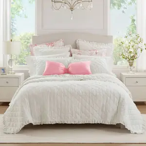 Armoire Collection Twin/Twin Extra Long Ruffle Quilt White