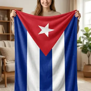 Cuba Flag Print Soft Flannel Throw Blanket - Flag Motif, Travel-Friendly, All Seasons, Safe Materials, Soft & Comfy, Ideal Couch-Bed Gift for Adults with Summervibes, Flag Motif Blankets, Travel-Friendly Blankets
