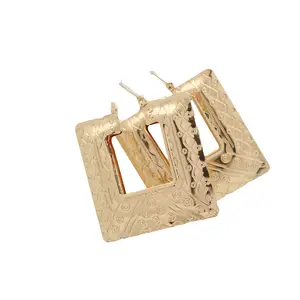 Women Fashion Jewelry Hook Earrings Set Metal Gold Color Square Shape Geometric Retro