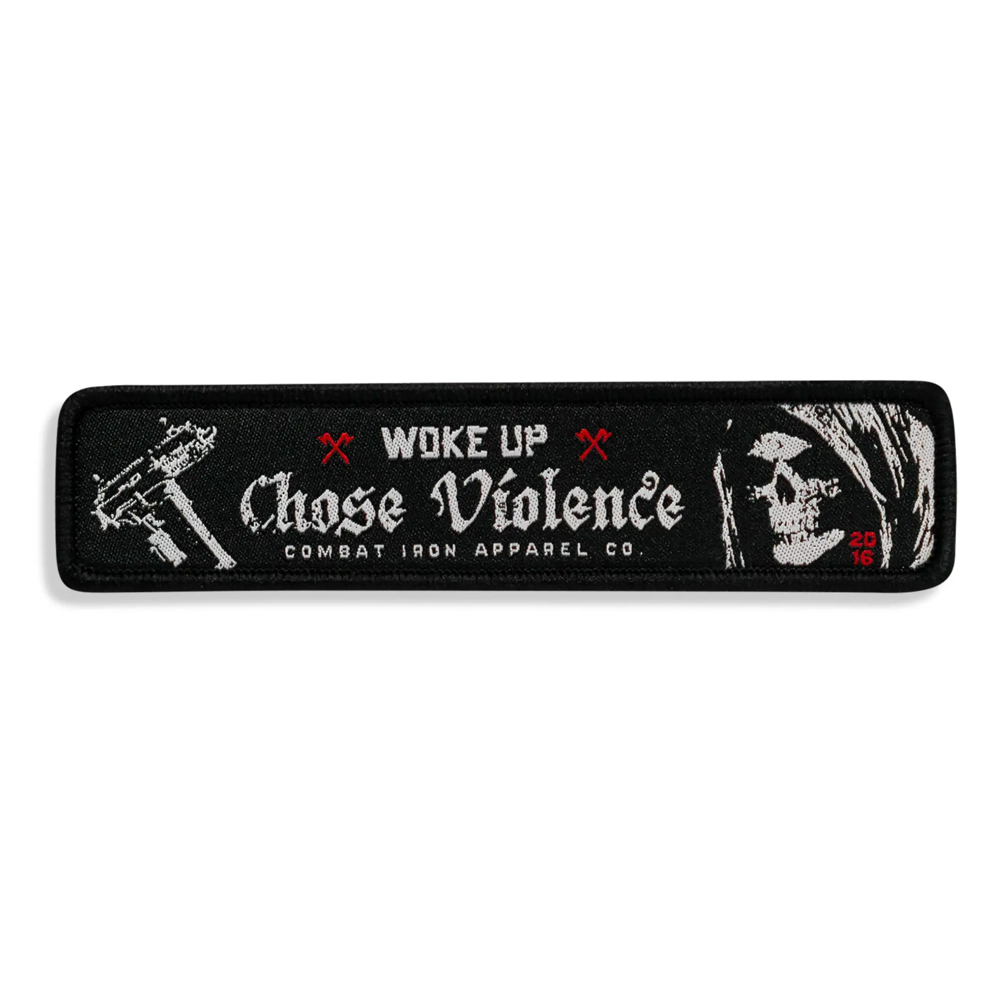 "Woke Up, Chose Violence" Embroidered Thorns Velcro Hook & Loop Patch - Embroidering Design, Tight Stitched, 1in Tall x 4in Wide, Heavy-Duty, Pressure-Locking, Stick-On Automotive Motorcycle Gear Decor Accessory