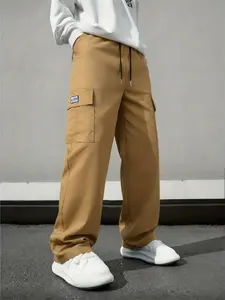 Men's Work Pants 3-Pack, Casual Tie-Waist Loose Fit Straight Leg, Multiple Pockets, Breathable Lightweight Streetwear, //