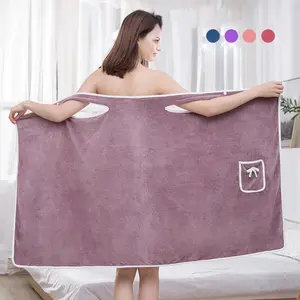 Women's Solid Color Coral Fleece Bathrobe with Pockets, Wide Shoulder Straps, Soft Absorbent, Casual Everyday Sleepwear, Home Loungewear, 1 Piece Set