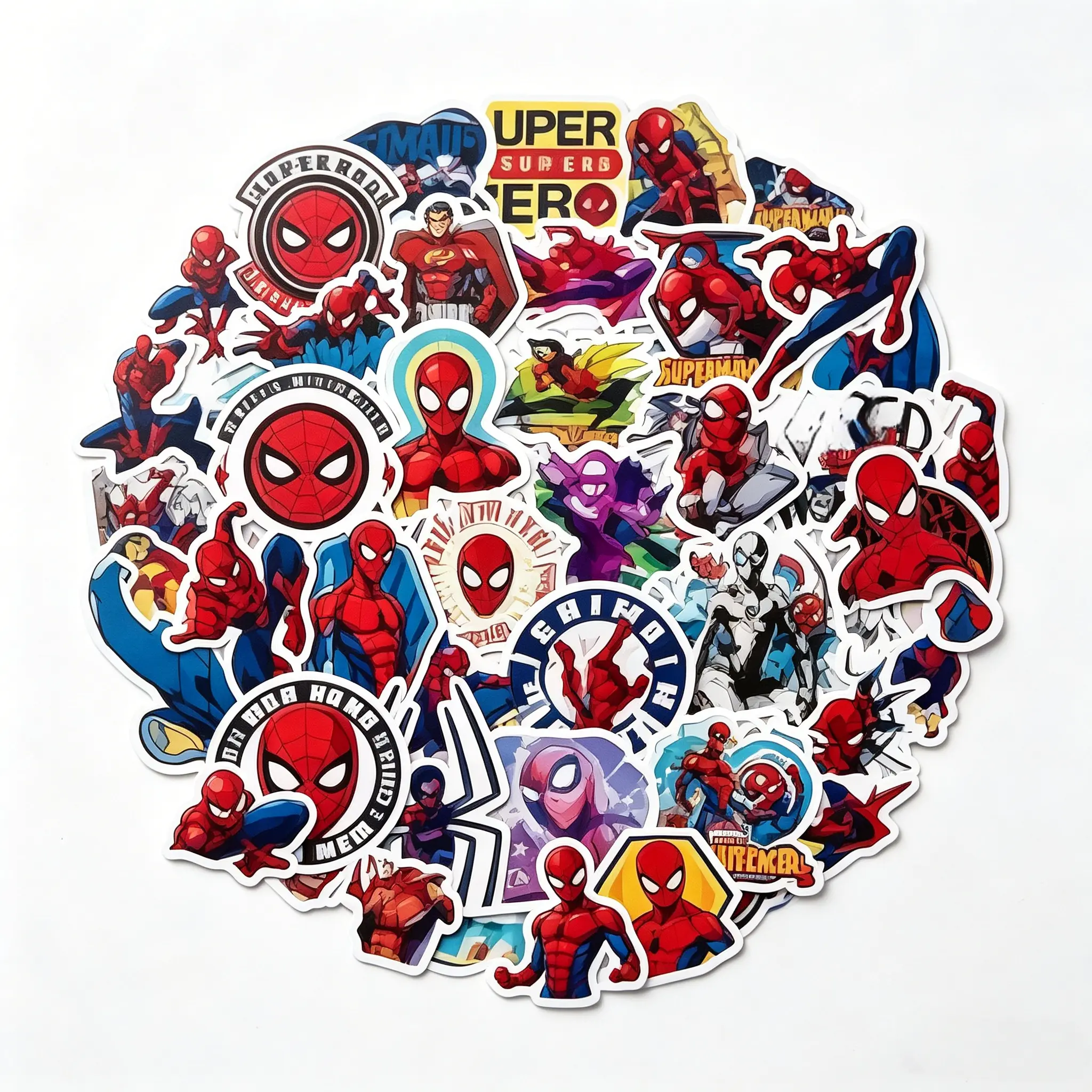 Marvel Spider-Man Waterproof Stickers, 50-Pack Superhero Decor for Boys, DIY Scrapbooking Stamping Gift