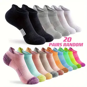Women's Basic Cotton Knit Solid Sportswear Socks (20 Pairs, Various Colors) - Breathable, All-Season, Seamless, Athletic, Dry & Casual Socks for Training, Daily Wear