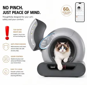 ZILUCE 65L Automatic Litter Box, Self Cleaning Cat Litter Box with Dual-Sensor Safety, Premium Stainless Steel Litter Box Performance, Smart Litter Box for Cats with APP Health Tracking