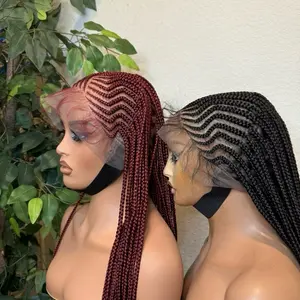 360 Full Lace 7 and 7 Cornrow braids madw with premium fiber transparent lace . Medium  Cap size :21.5– 22.5”