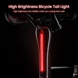 New road bike seatpost streamlined taillights，Smart Bike Taillight: 142 Light/Music Modes, is waterproof, 72H Battery, APP & Magnetic Control for Ultimate Night Safety