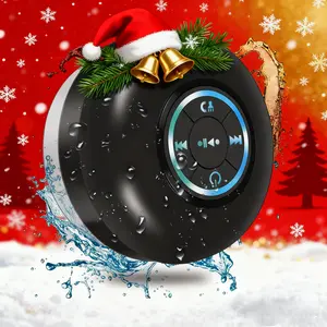 【Christmas and New Year gifts】Shower Radios Waterproof Bluetooth Speaker – Mini Rechargeable Wireless Speaker with LED Light for Beach, Shower, and Home water  plus Black Audio outside speakers