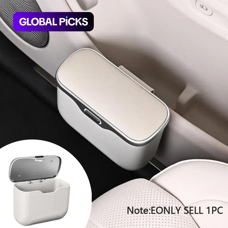 Multifunctional Car Trash Can with Push-Button Lid, Hanging Storage Bin for Wet and Dry Waste, Car Interior Organizer Accessory #GLOBAL PICKS