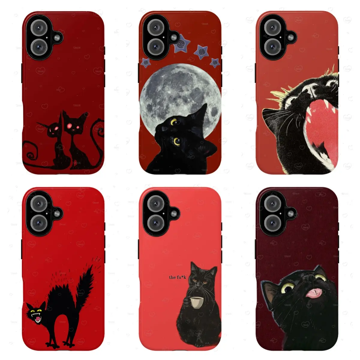 Grunge Dark Red Cat Case | Funny Peeking Blep Kitten Art | Aesthetic Gothic Punk Rock Statement Cover | for iPhone 17/16/15/14/13/12/11ProMax Plus for Samsung phones, suitable for both men and women, Perfect Gift for Women Men.A gift for the fans.