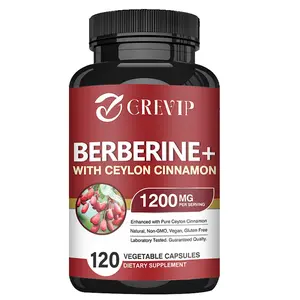 Grevip Dietary Supplement — Containing Berberine Hydrochloride 1200 mg, Ceylon Cinnamon 100 mg — Supports Nutritional Supplementation — 120 Capsules