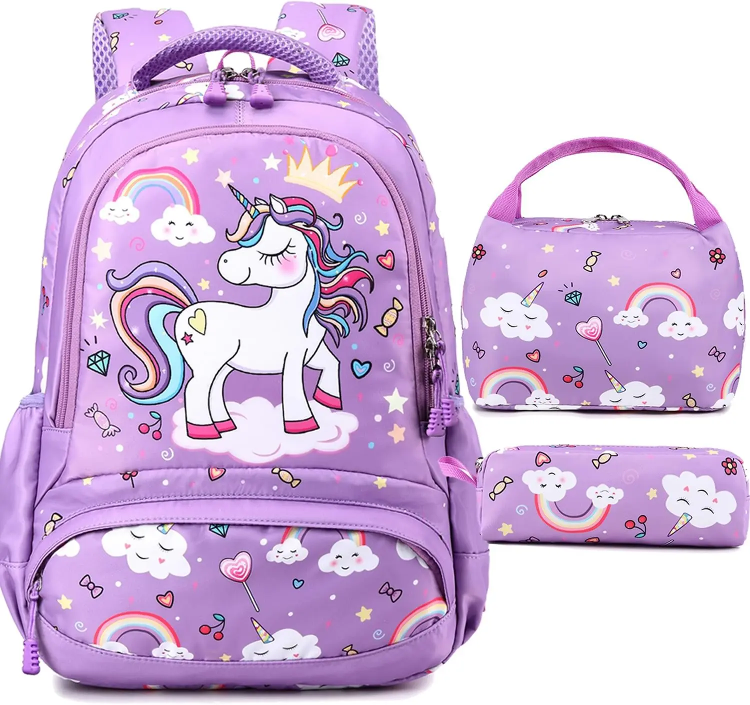 Unicorn Backpack for Girls School Backpack for Girls Unicorn Bookbag School Bag Set for Elementary Back to School