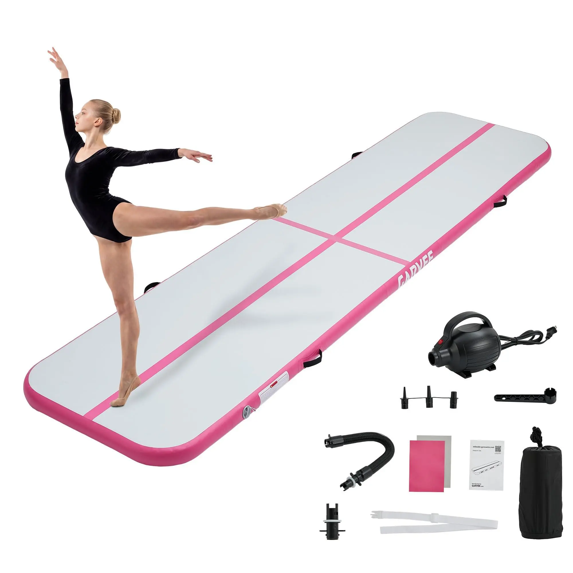 13ft x 3.3ft Inflatable Air Gymnastics Tumbling Mat, 4 Inch Thick Drop‑Stitch Training Air Track with Electric Pump & Carry Bag, Anti‑Slip PVC Air Mat for Gym Home Beach Water Cheerleading Practice