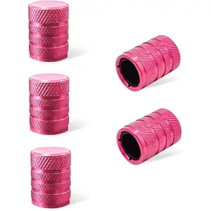 5 Car Tire Valve Stem Caps, Aluminum Auto Wheel Stem Cover with O Seal, Corrosion Resistant Vehicle Tire Air Caps for Truck Motorcycle Bike, Universal Car Accessories (Pink)
