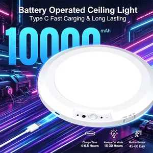 Rechargeable Motion Sensor Ceiling Light with Remote - Magnetic Wireless Battery Powered Ceiling Light for Closet, Shower, Stairs, Shed, Hallway, Porch, Patio etc.