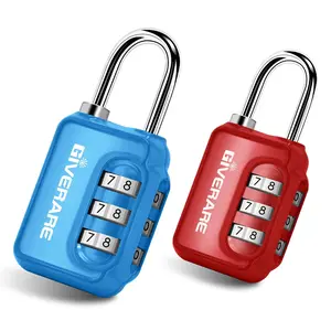 2 Pack 3-Digit Keyless Combination Padlock Weatherproof Resettable Locks for Backpack Gym Locker Travel Fence Gate Blue Red Durable Security Solution