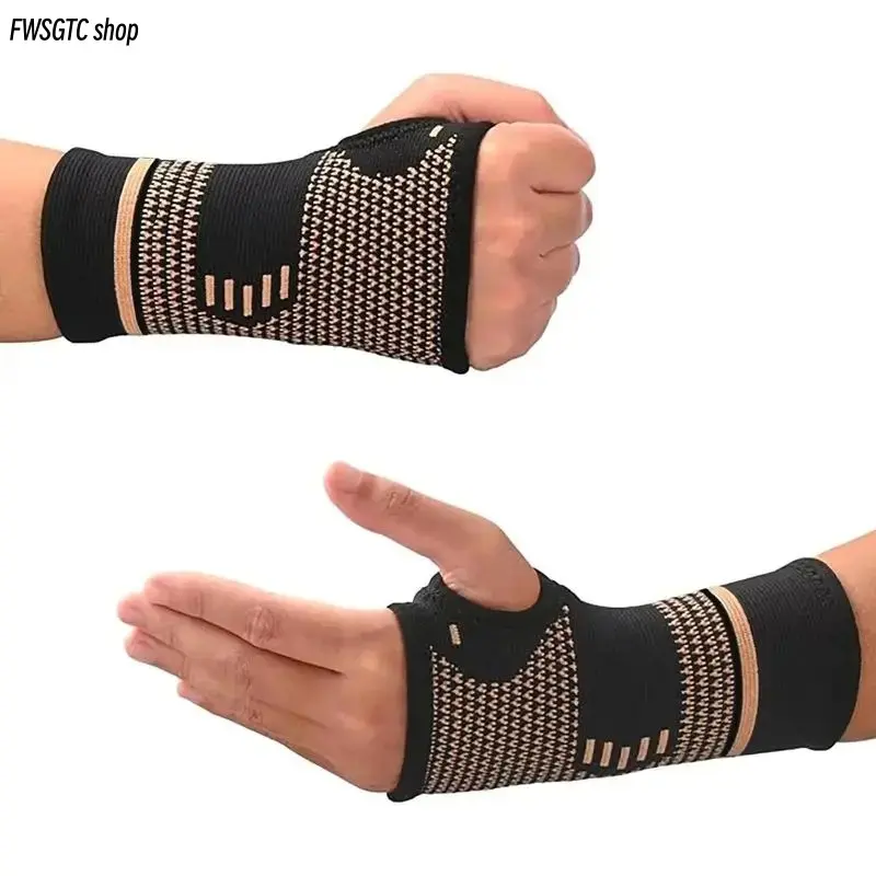Copper Infused Wrist Compression Sleeves Pair, Breathable Comfort Wrist Support Brace, Effective Relief for Arthritis, Tendonitis, Sprains & Carpal Tunnel, Flexible Wrist Protector for Workout, Daily Use for Men & Women