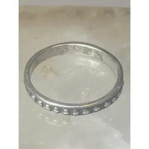 Stacker ring southwest beaded band signed  pinky sterling silver women girls